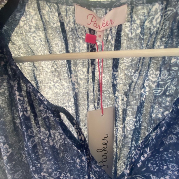 Parker Tessa Blue and White Floral Print Dress - Picture 6 of 8